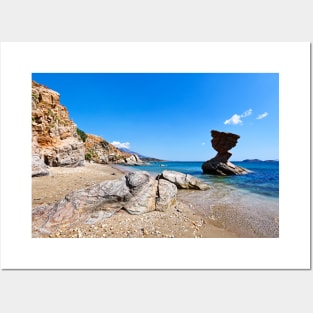 Rock formations at Liopessi near St. Peter in Andros, Greece Posters and Art